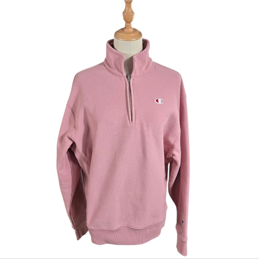Champion Dusty Rose Pink Reverse Weave Vintage Quarter Zip Sweatshirt